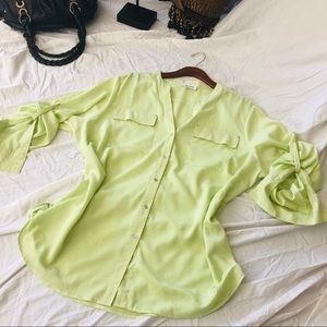 Calvin Klein Chartreuse Poplin Button Down 1X